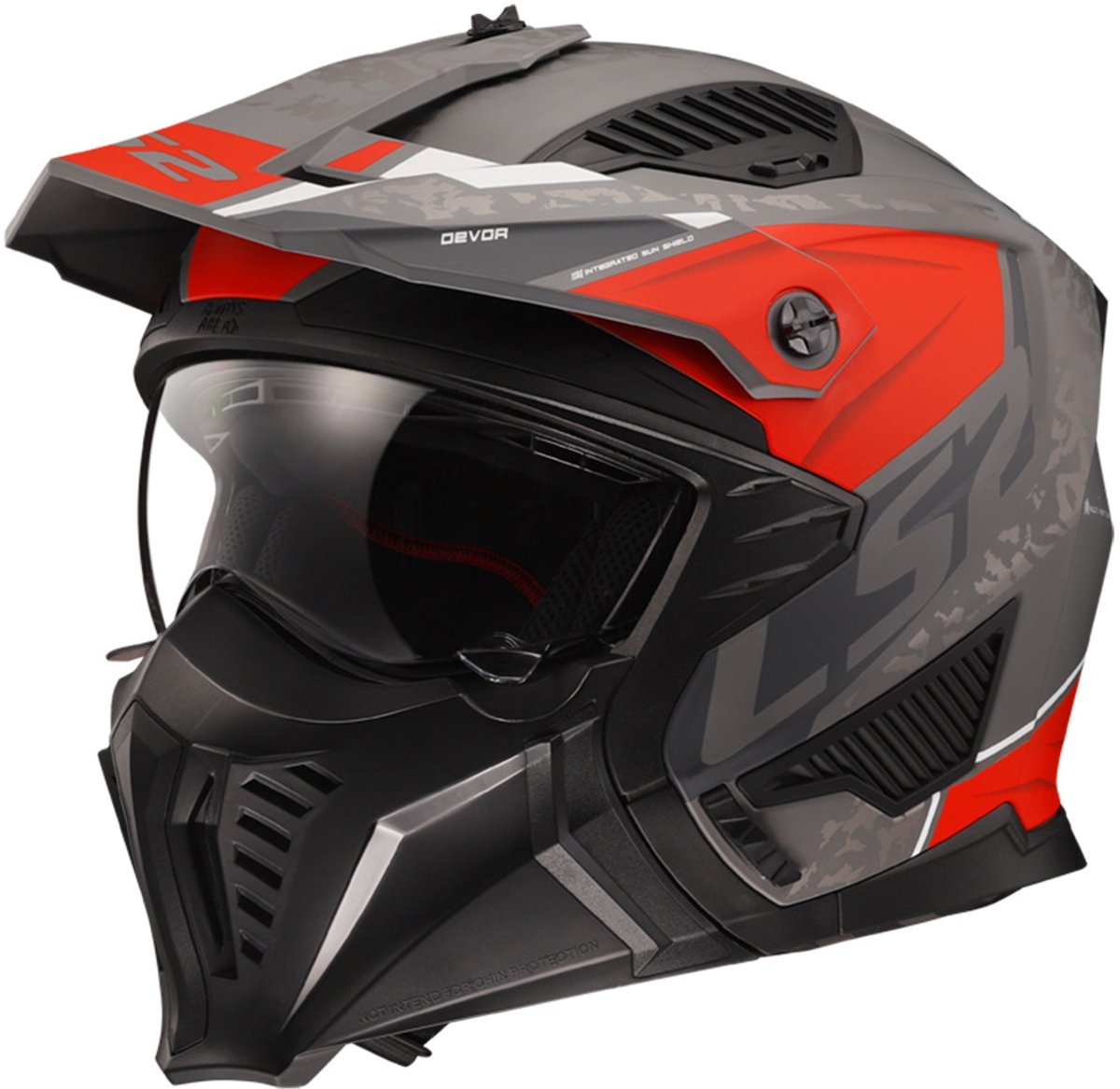LS2 OF606 Drifter Devor Matt Silver Titanium Red 06 Multi Helmet - Maat S - Helm
