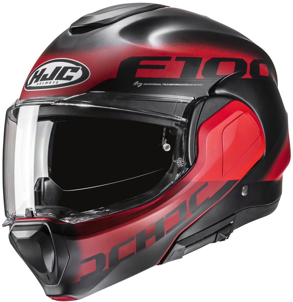 HJC F100 Hetal Zwart Rood Systeemhelm - Maat M - Helm