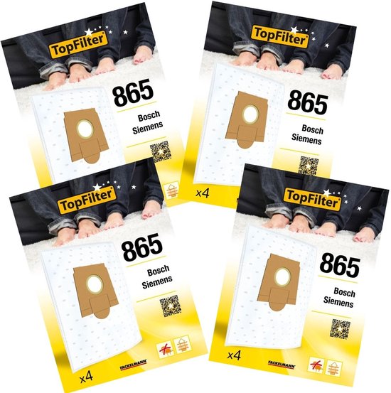 Lot de 4 sacs d'aspirateur 64865 pour Bosch TopFilter Premium