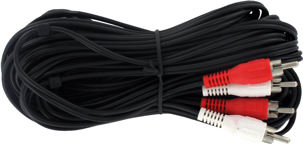 Q-Link Tulp Kabel - 2x RCA Male naar 2x RCA Male - 10 meter - Zwart