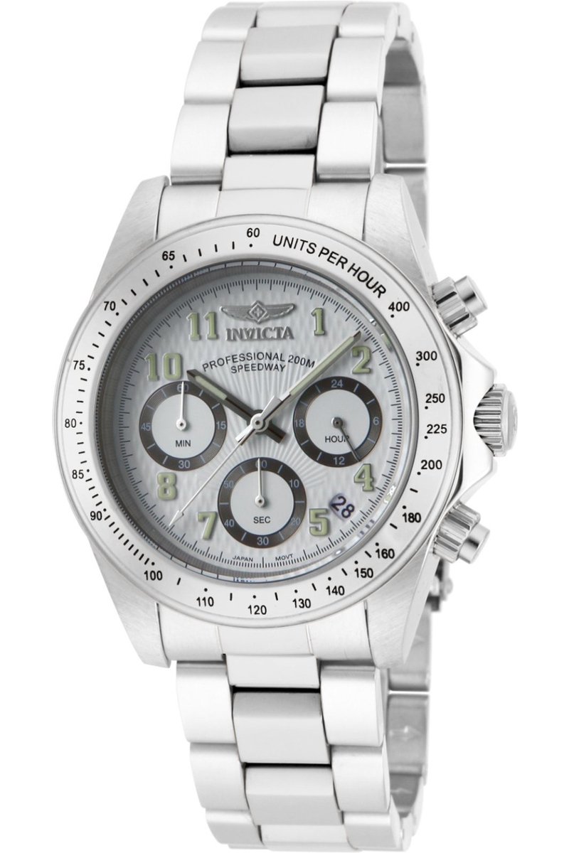 Invicta Speedway 17023 Heren Horloge - Waterdicht - Analoog - Quartz Uurwerk - Roestvrij Staal met witte Wijzerplaat - 39mm