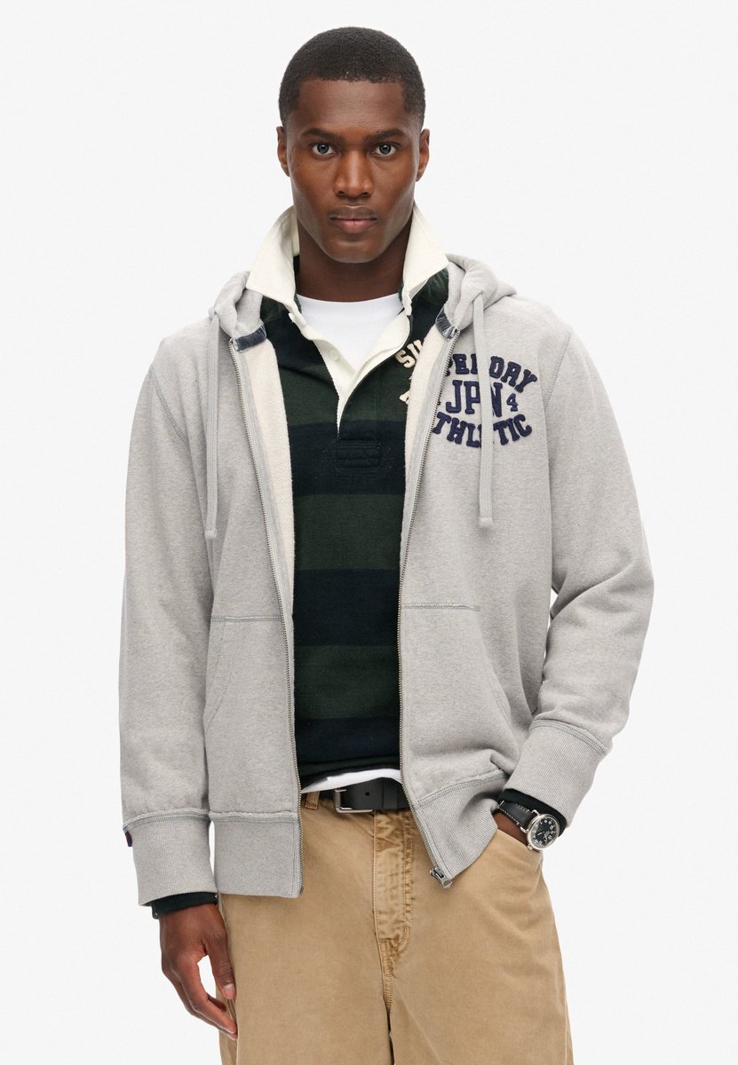 Superdry Vintage Athletic hoodie met rits Heren Hoodies Grijs