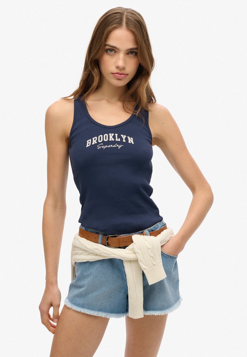 Superdry Athletic Essentials-hemdtopje met print Dames Vesten Marineblauw
