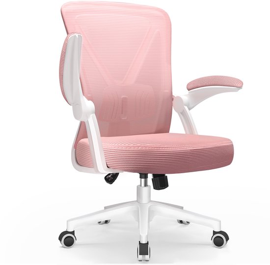 Elekiatech Ergonomische Bureaustoel - Bureaustoel - Opklapbare Armleuningen - Bureaustoelen voor Volwassenen - 150 Kg - Roze
