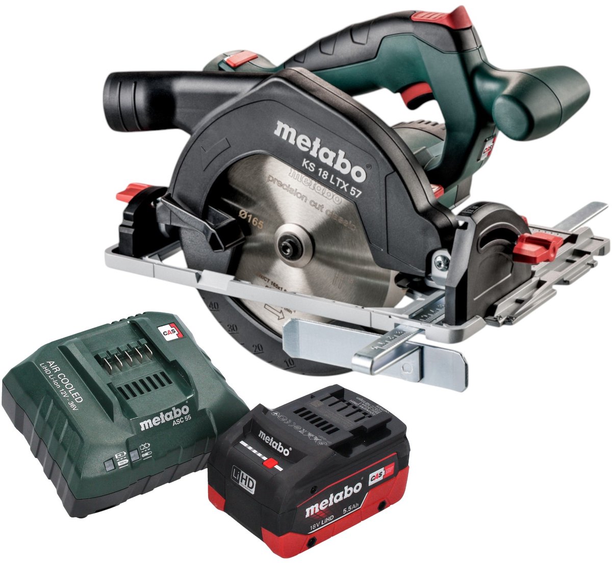 Metabo KS 18 LTX 57 Accucirkelzaag 18 V 165 mm + 1x LiHD accu 5,5 Ah + lader