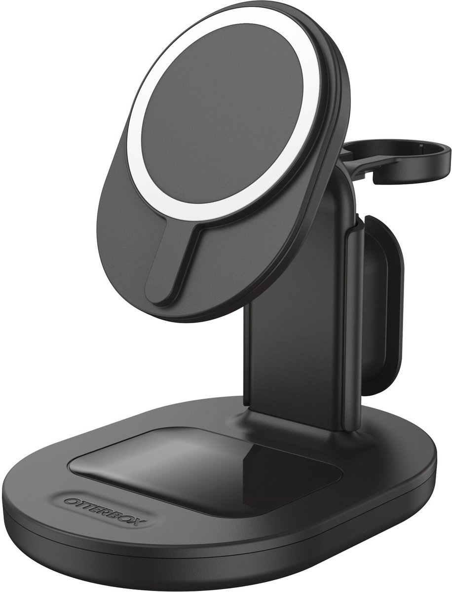 OtterBox 3-in-1 Oplader | Compatibel met MagSafe | Magnetische Draadloze Lader iPhone, AirPods (Pro) en Apple Watch | Zwart