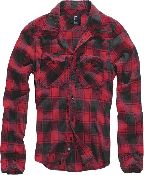 Brandit Checkshirt Heren Flanellen overhemd - rood/zwart - M
