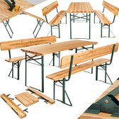 tectake® - Biertafel met 2 banken - 8 personen - 170 cm lang - 3-delige biertafelset met inklapbare tafel en banken met rugleuningen - Tuintafel - Bierbank Oktoberfest