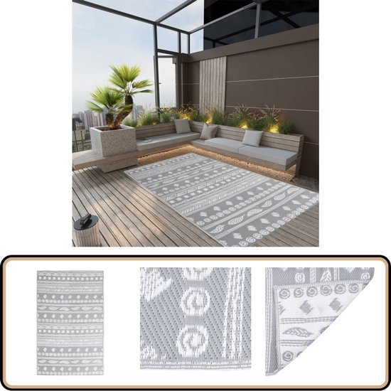 vidaXL - Buitenkleed - 160x230 - cm - polypropeen - grijs van VidaXL — afbeelding 2