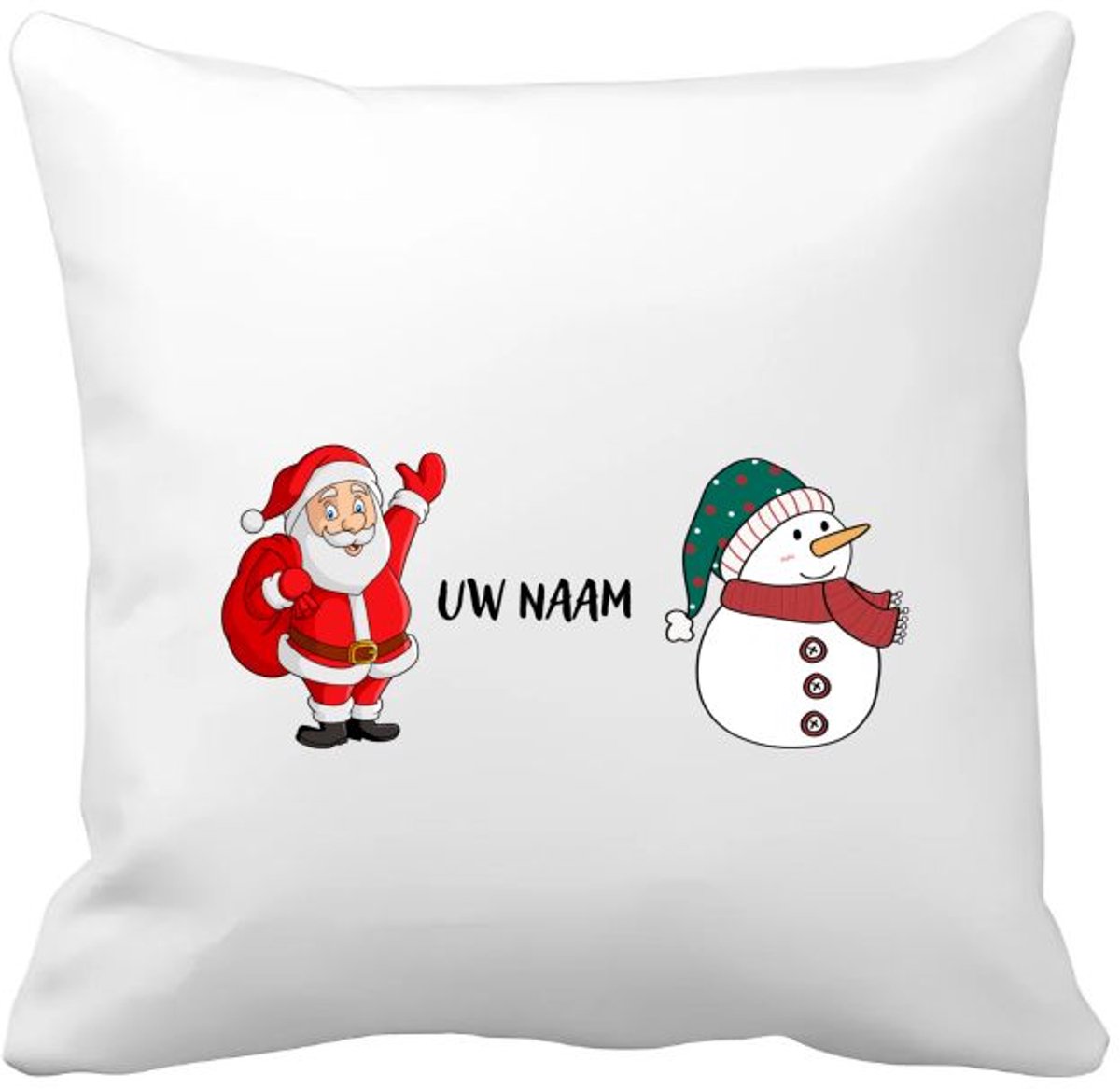 Akyol kerst sneeuwpop en kerstman met eigen naam Kussen hoes - Kerstmis - kerst beker - winter - kerst - christmas - kerst cadeau - 40 bij 40 cm Multicolor
