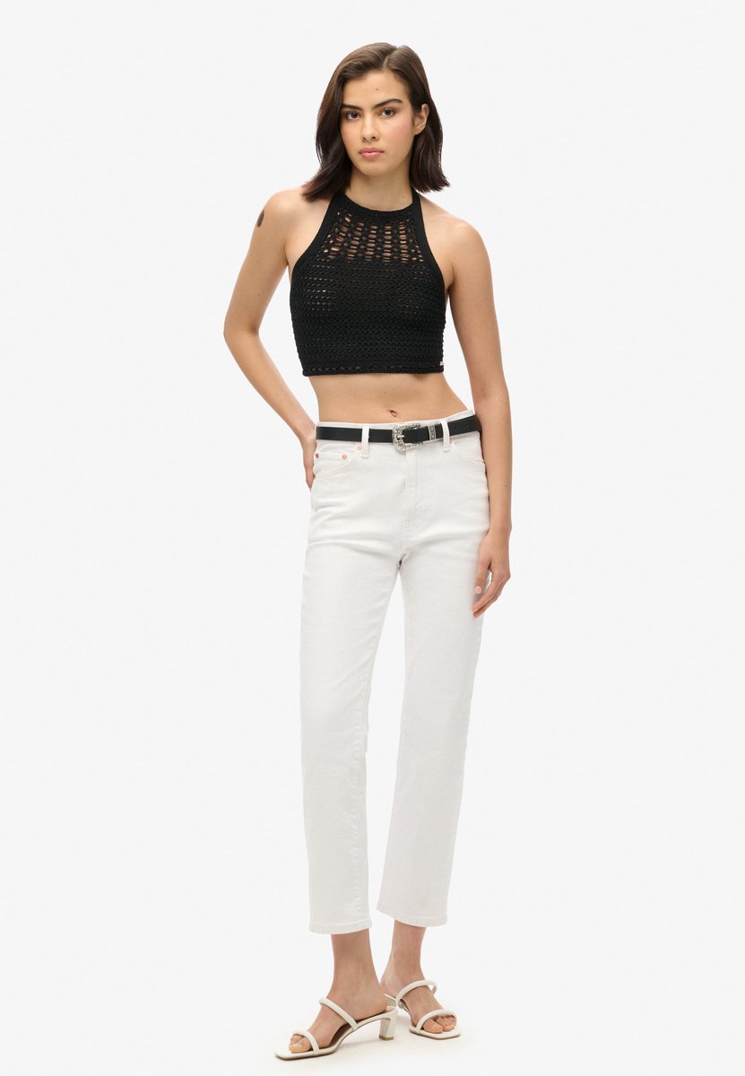 Superdry Kort gehaakt haltertopje Dames Tops Zwart