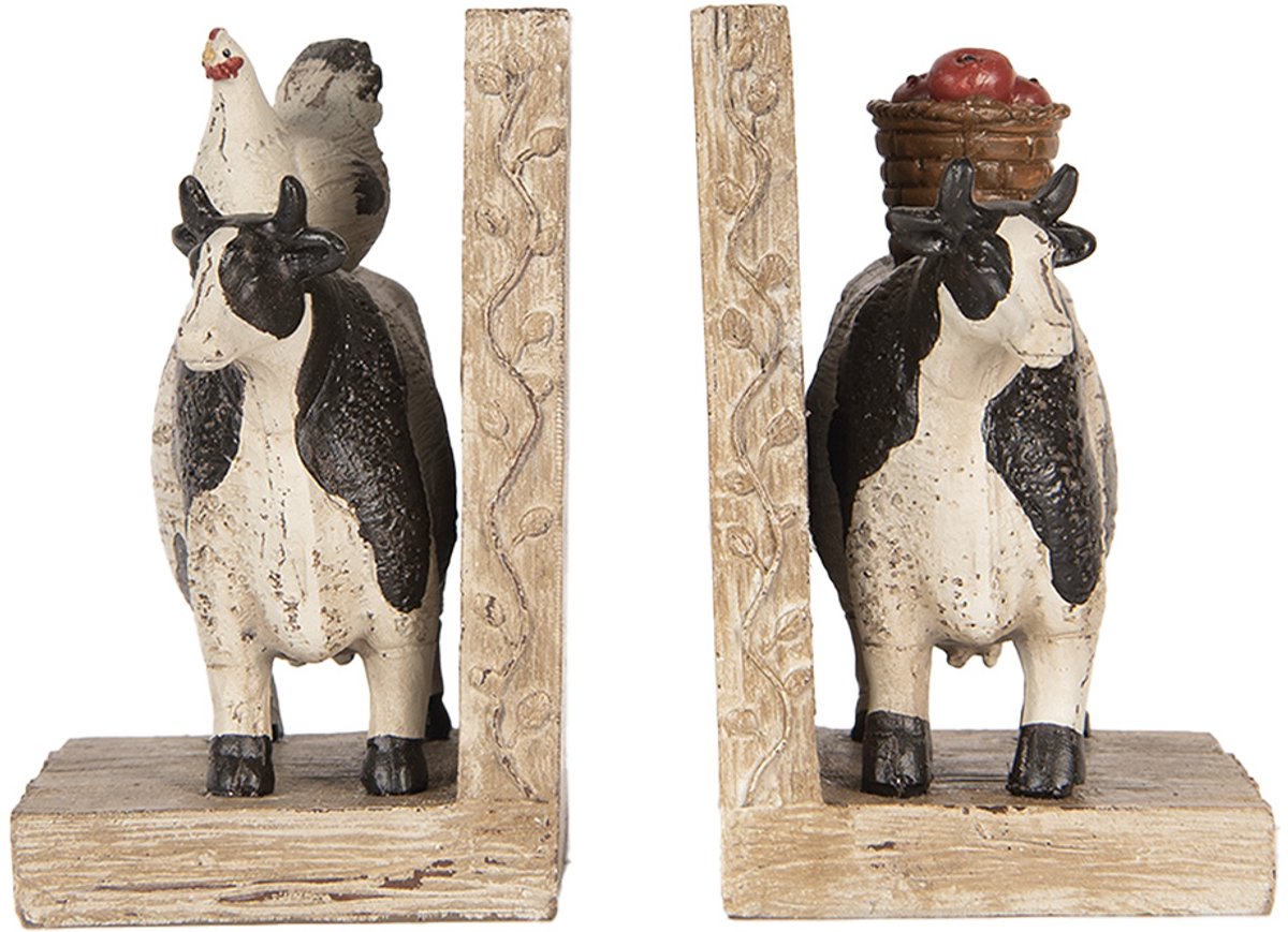 Boekensteunen Set van 2 Koe 17x10x14 cm Bruin Kunststof
