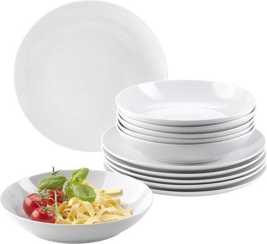 Tognana Golf, bordenservies voor 6 personen, 18-delig, porselein, wit
