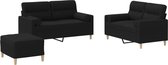 Bol.com vidaXL Loungeset - 3-delig - Zwart - Inclusief kussens Loungeset - Tuinmeubelen - Lounge Set - Buiten Meubilair - Zwarte... aanbieding