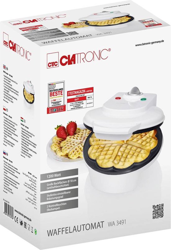 Clatronic WA 3491 - Wafelijzer - Hartwafels - Wit — afbeelding 3