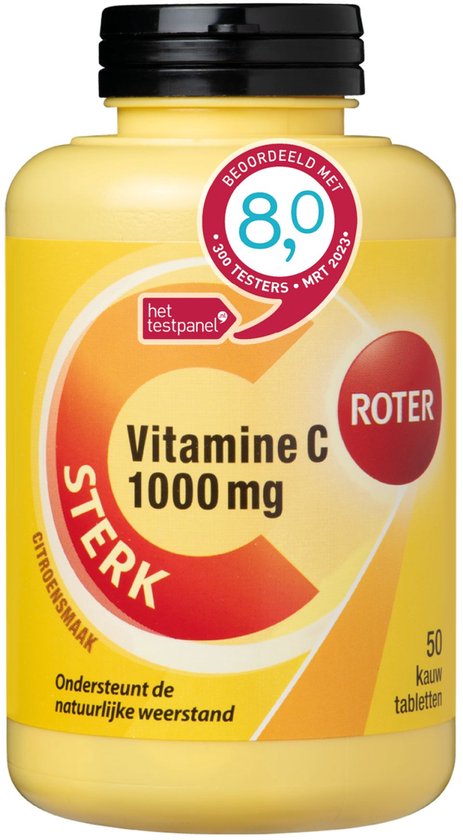 Roter Vitamine C 1000mg - Hoge dosering vitamine C ter ondersteuning van je weerstand - - 50 kauwtabletten met citroensmaak