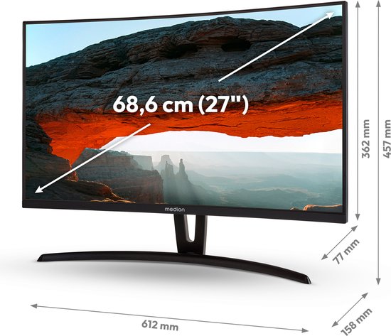 MEDION P52424 (MD 20152) 60,5 cm (24 inch) Full HD breedbeeldmonitor (FHD, HDR10, 16:9, HDMI, Displayport, VGA, Anti flikkering, Anti schittering, Anti blauw licht, meertalig menu) zwart