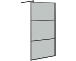 vidaXL Inloopdouchewand 115x195 cm zwart glas Inloopdouche - Douchewand - ESG-glas - Zwarte Douchewand - Badkamerrenovatie