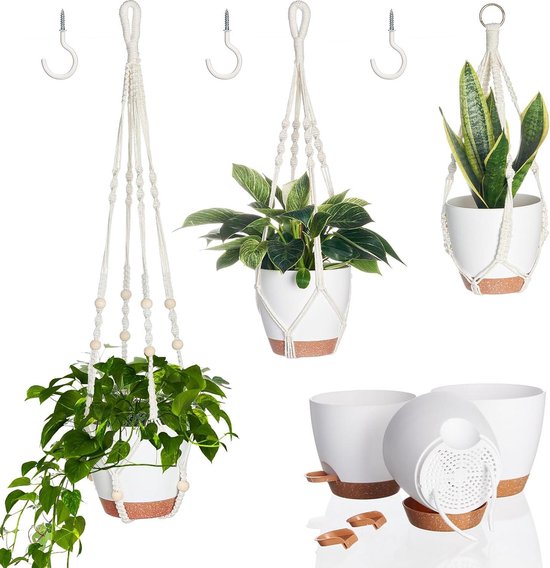 ORIMERC 9,8 inch zelfbewaterende muurplantenbakken voor kamerplanten, reling plantenbakken, balkonplantenbakken, wandhangende plantenbakken, lichtgewicht, donkere koffie (pak van 8