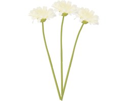 DK Design Kunstbloem Gerbera - 3x - 72cm - wit - Real Touch - kunst zijdebloemen