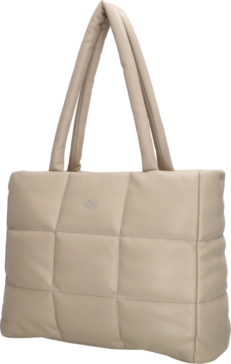 Charm London Manchester Shopper - Crossbody Schoudertas - Laptoptas 15,6 inch - Lichttaupe