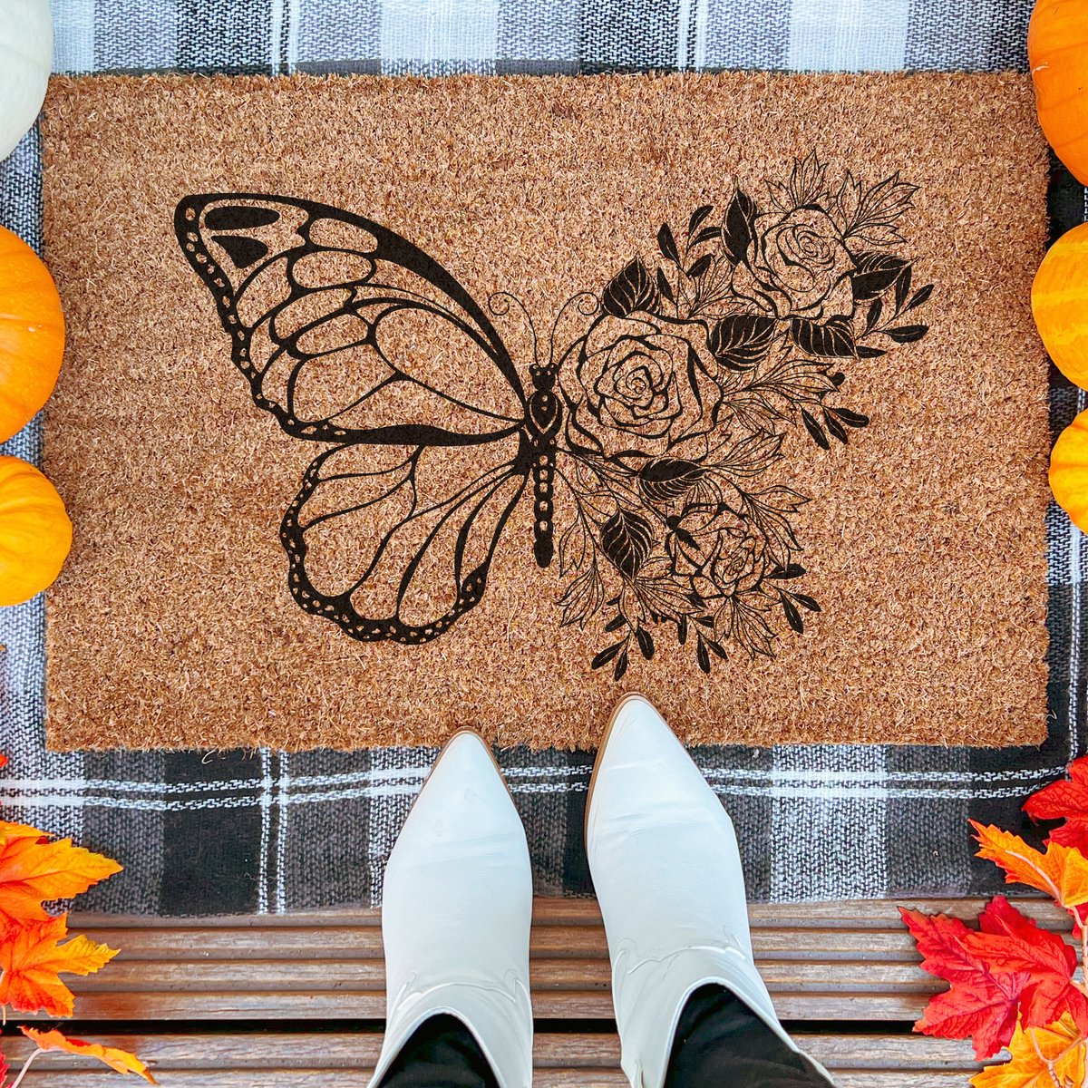Butterfly | 60x40 cm | Nieuwe huis cadeau | Ingangsmat | Deurmat met stijl | Verhuizing cadeau | Praktisch & trendy | Perfect voor binnenkomst | Cadeau voor nieuwe woning