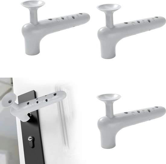 Foto: Goodivery pakket van 4 siliconen deurgreep anti botsingshoes geen perforatie dempende deurdemper handgreep beschermhoes anti botsing antistatische riem zuignap veilig zal de muur niet beschadigen