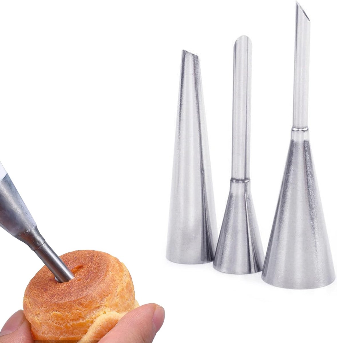 Goodivery ® Prachtige Set van 3 Roestvrijstalen Spuitmondjes voor Bakdecoratie