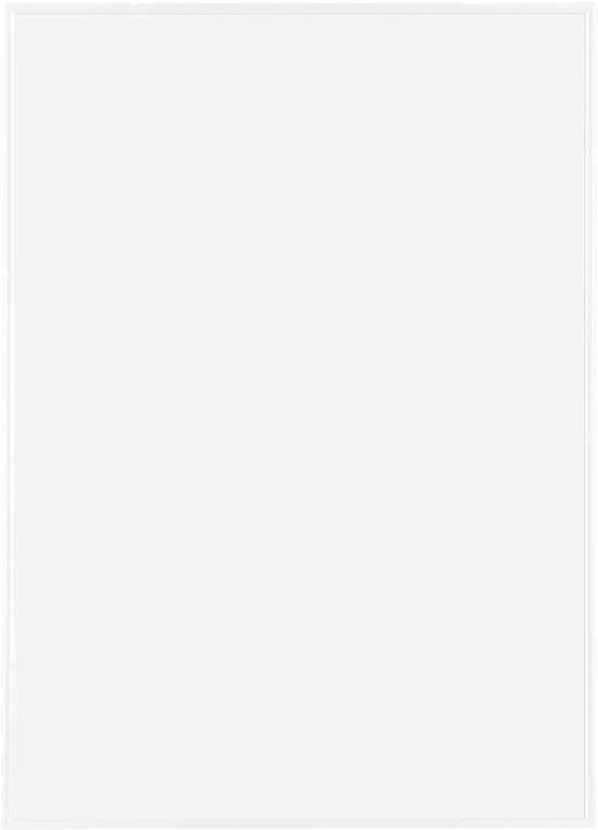Een lege, witte fotolijst, zijaanzicht.