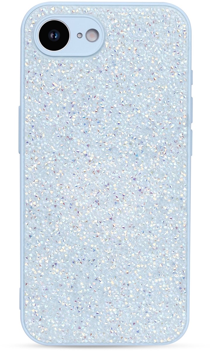 Casemania Hoesje Geschikt voor Apple iPhone 16e - Blauw - Diamant Glitter Back Cover