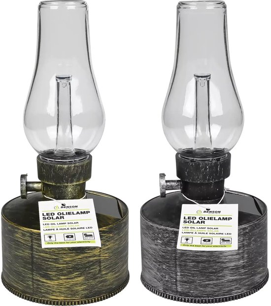 Benson Solar LED olielamp - flame effect - goud en zilver - 21 cm - IP44 van Merkloos — afbeelding 5