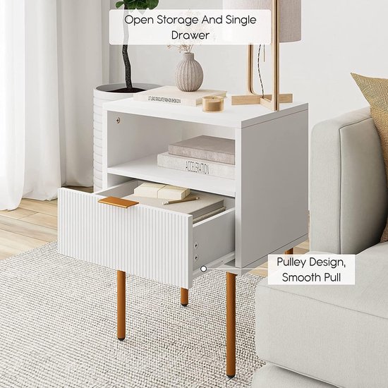 Nachtkastje, modern nachtkastje met 1 open plank en 1 lade, boho