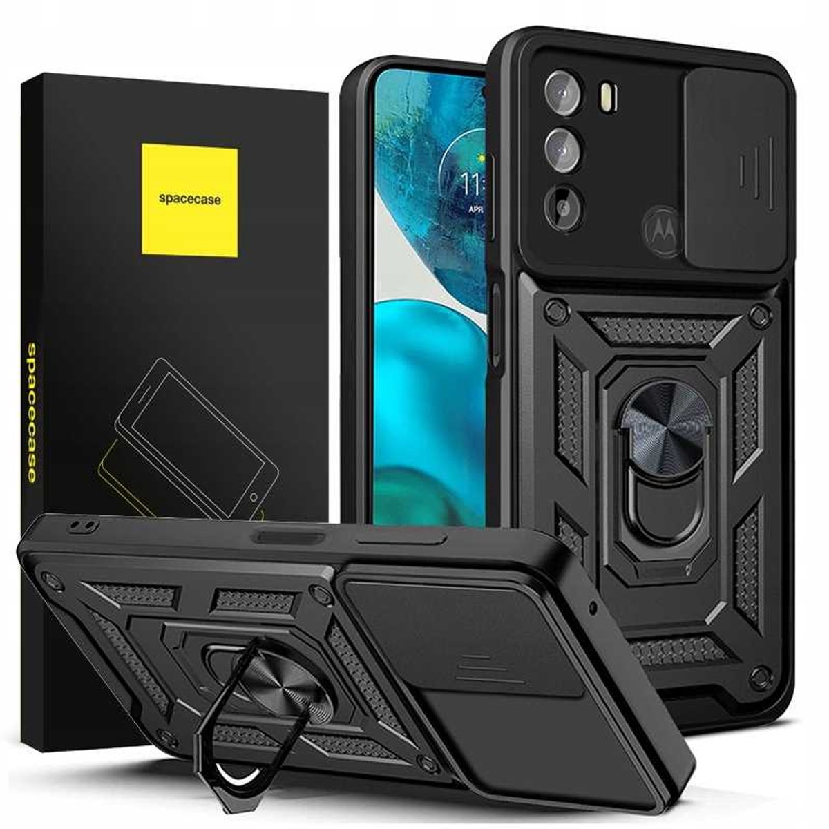 Spacecase Case Cover Voor Motorola G71 5G Zwart Met Bescherming