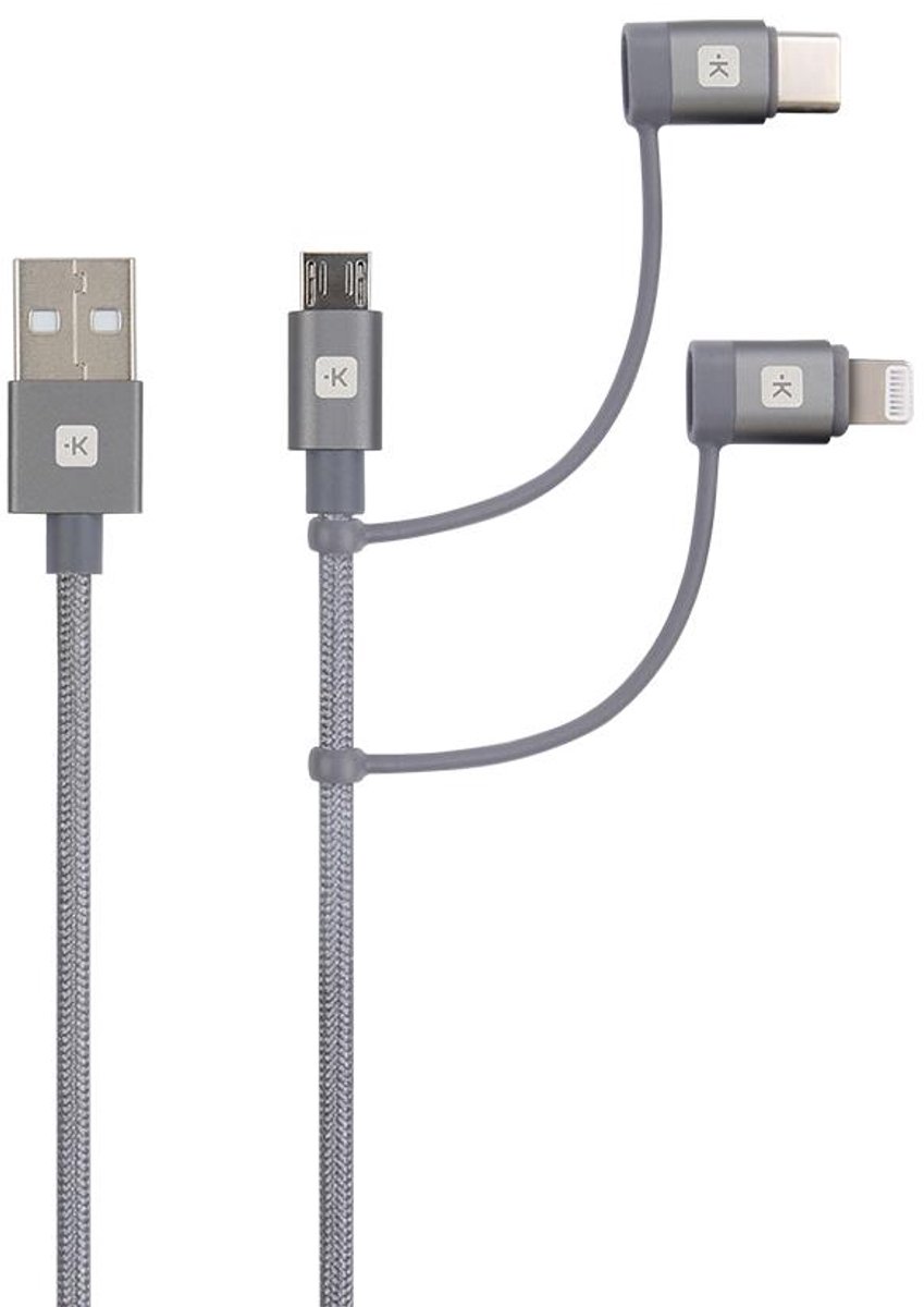 Skross USB-kabel USB 2.0 USB-A stekker 1.20 m Space grijs Rond, Flexibel, Stoffen mantel SKCA00143-1120CN