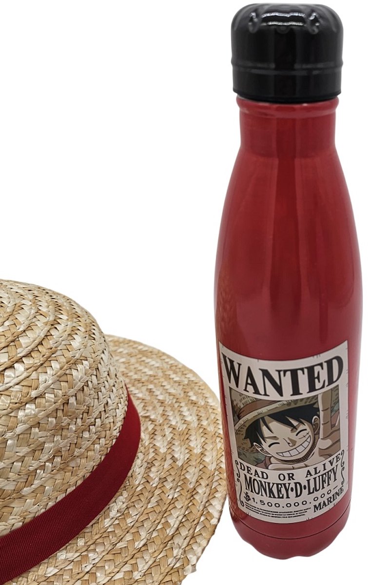 One Piece - "Wanted Luffy" Metalen Waterfles 540ml