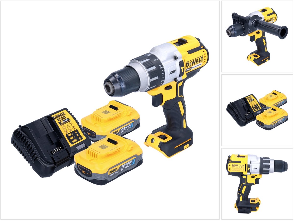 DeWalt DCD 996 H2 accu klopboormachine 18 V 95 Nm borstelloos + 2x Powerstack accu 5.0 Ah + lader