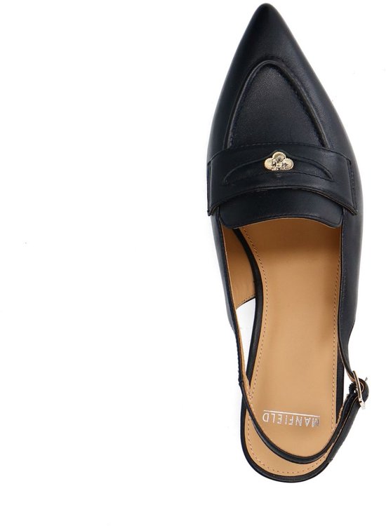 Manfield - Femme - Slingbacks en cuir noir - Taille 37