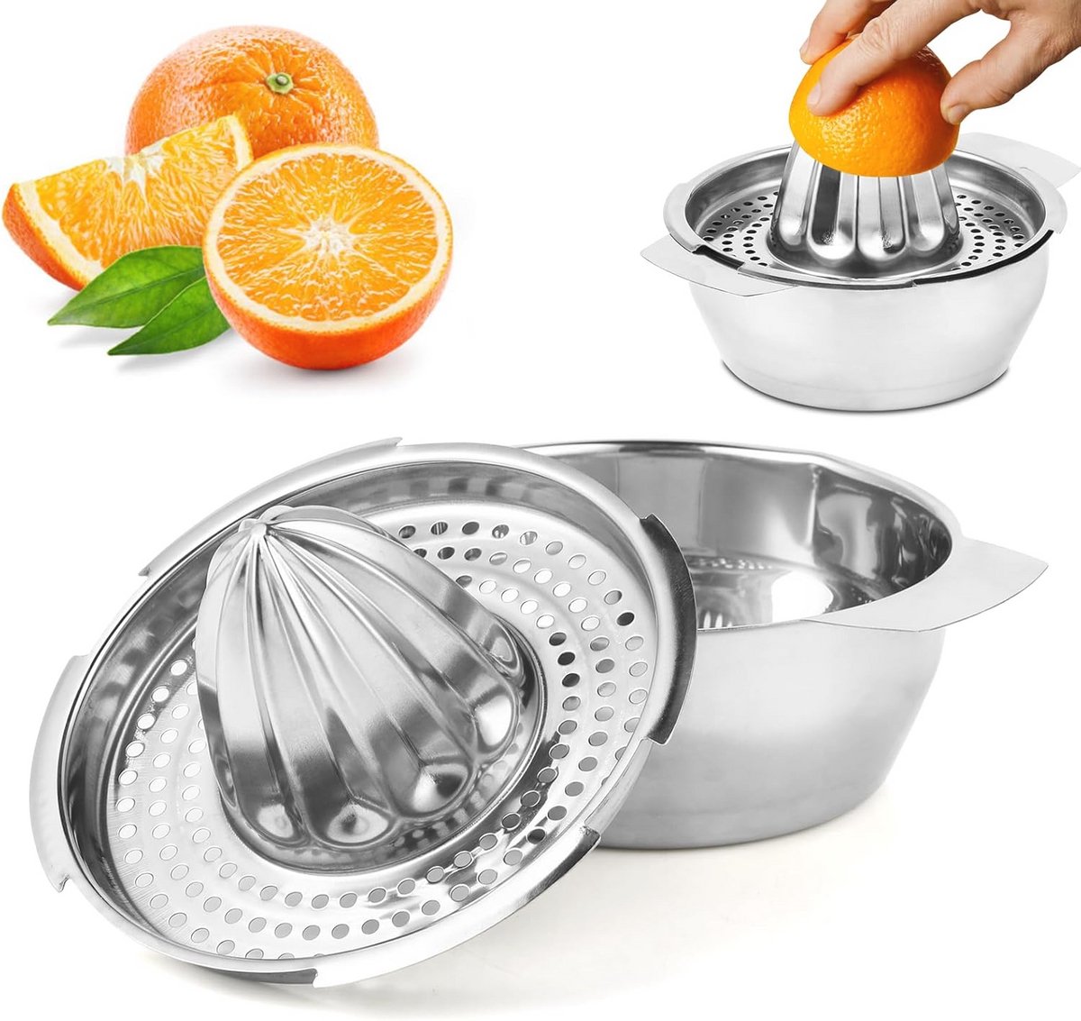 Professionele handmatige citruspers - Vaatwasmachinebestendig, diamater 13,8 cm, ideaal voor citroenen, grapefruits en sinaasappels
