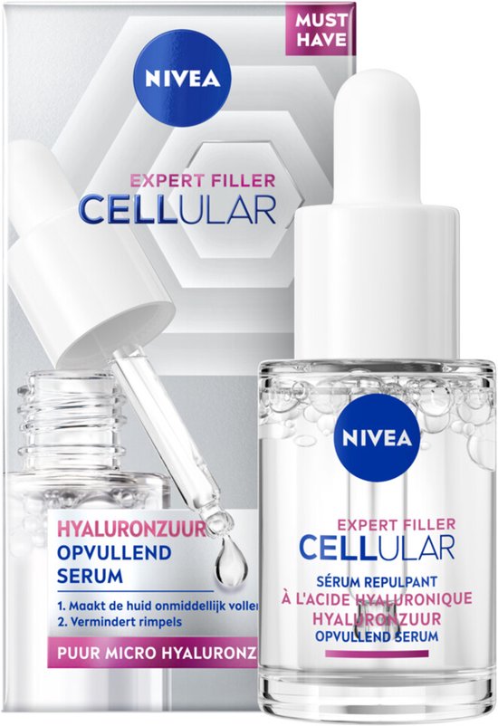 NIVEA Cellular Hyaluronzuur Serum Gezicht - Gezichtsserum met Puur Hyaluron - Rimpelvullend en Hydraterend - Skincare met Hyaluronic Acid - 15ml