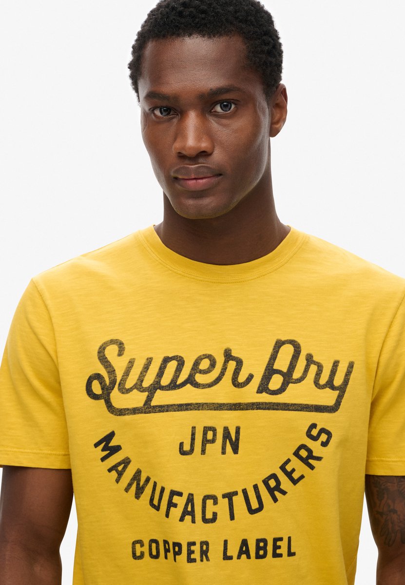 Superdry Copper Label T-shirt met tekst Heren T-shirts Geel