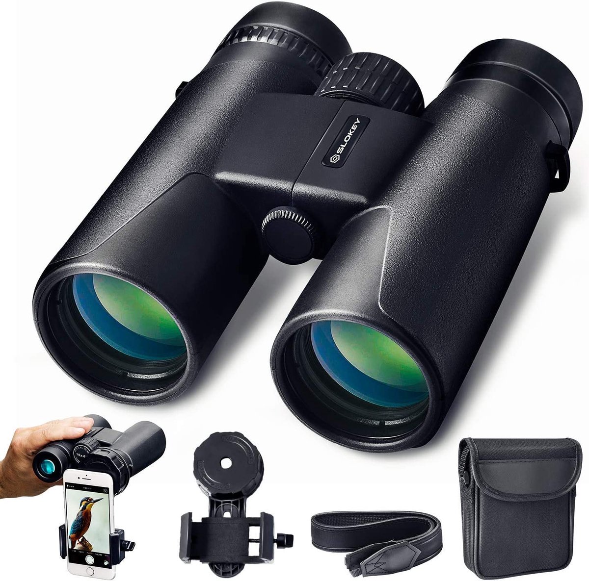 Slokey Discover The World® 10x42 Verrekijker - Professionele, hoogwaardige verrekijker met groot bereik voor volwassenen. Lichtgewicht en waterdicht, BaK4 en FMC prisma's. Ideaal voor de jacht, astronomie, vogels kijken.