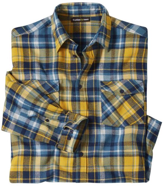 ATLAS FOR MEN - Geruit overhemd van flanel - Heren - Verkrijgbaar in grote maten - 3XL