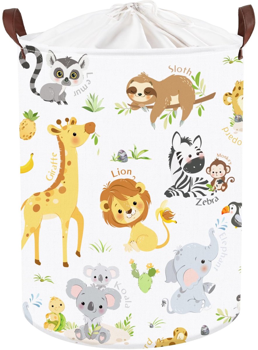 My Ninki ® Betoverende Jungle Dieren Opbergmand voor Kinderkamers - 45 Liter Capaciteit, Speelgoed en Kleding Opslagoplossing