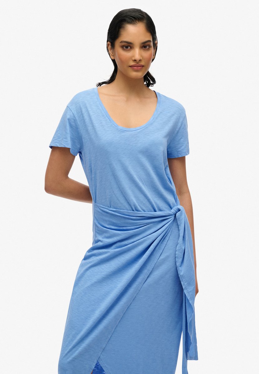 Superdry SLUB MIDI WRAP DRESS Dames Jurk Bluebell