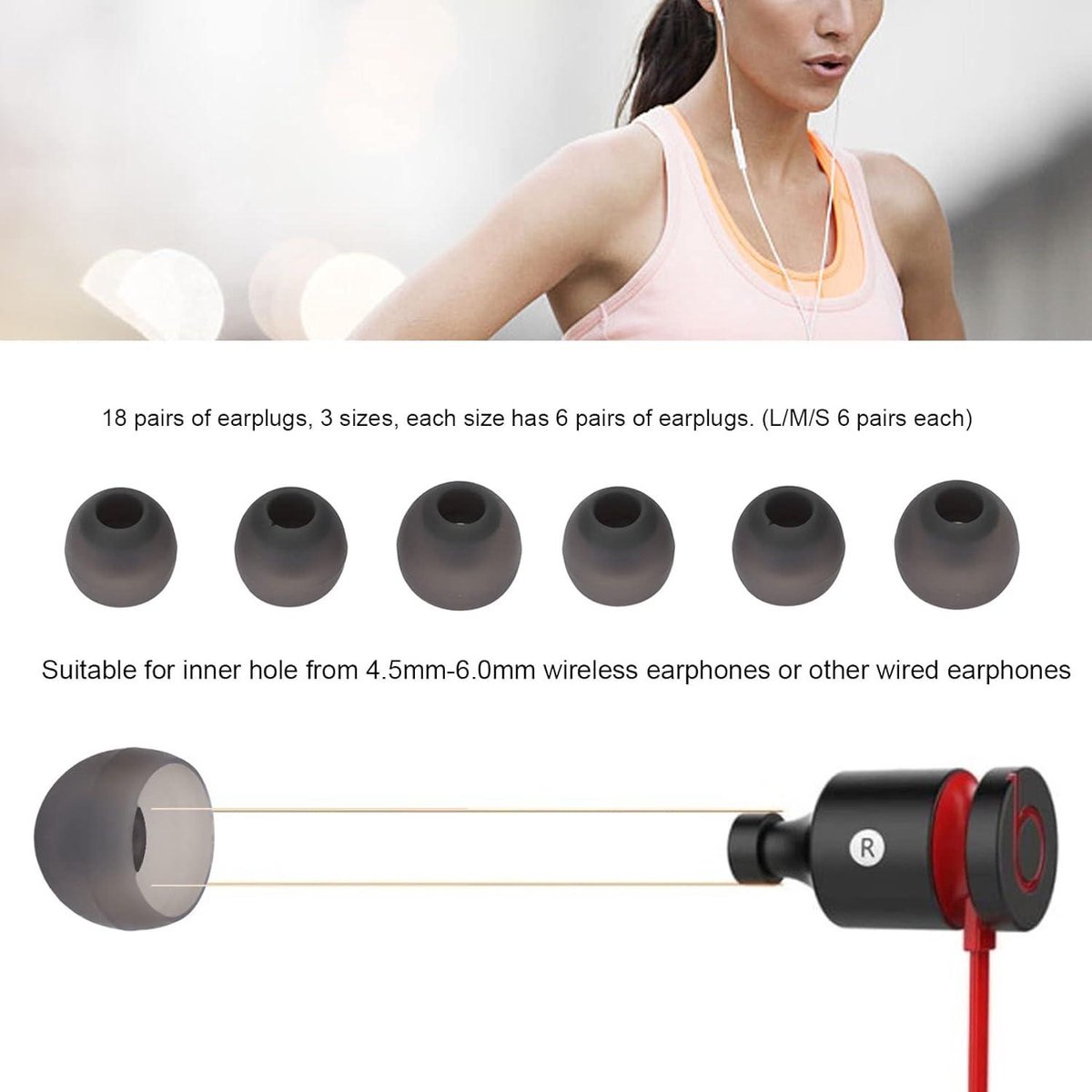 Lot De 12 Embouts Silicone Pour écouteurs Intra-auriculaires - Taille S/M/L - Trou 4,5mm - Confort, Remplacement - 5