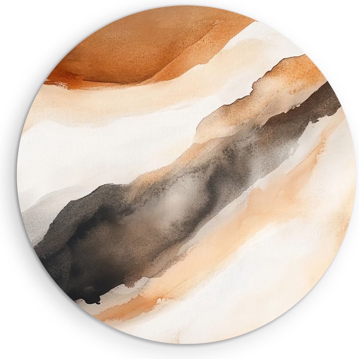 Saammp Muurcirkel Hout - Beige strepen - kunst - Abstract - Ø 30 - Wandcirkel - Wanddecoratie Cirkel - Muurdecoratie Woonkamer - Kantoor Decoratie