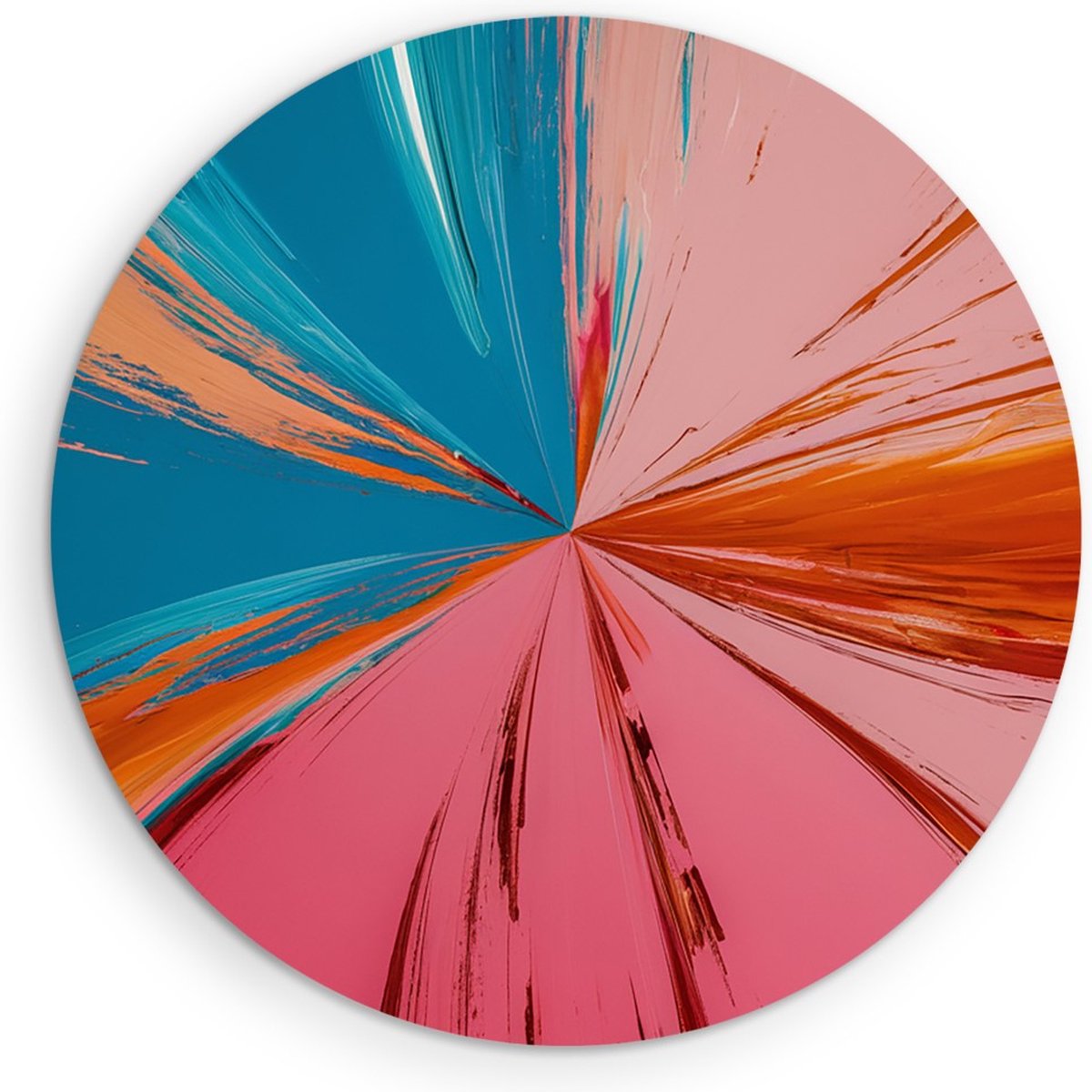 Saammp Muurcirkel Hout - oranje roze - Abstract - Ø 80 - Wandcirkel - Wanddecoratie Cirkel - Muurdecoratie Woonkamer - Slaapkamer decoratie - Rond Schilderij