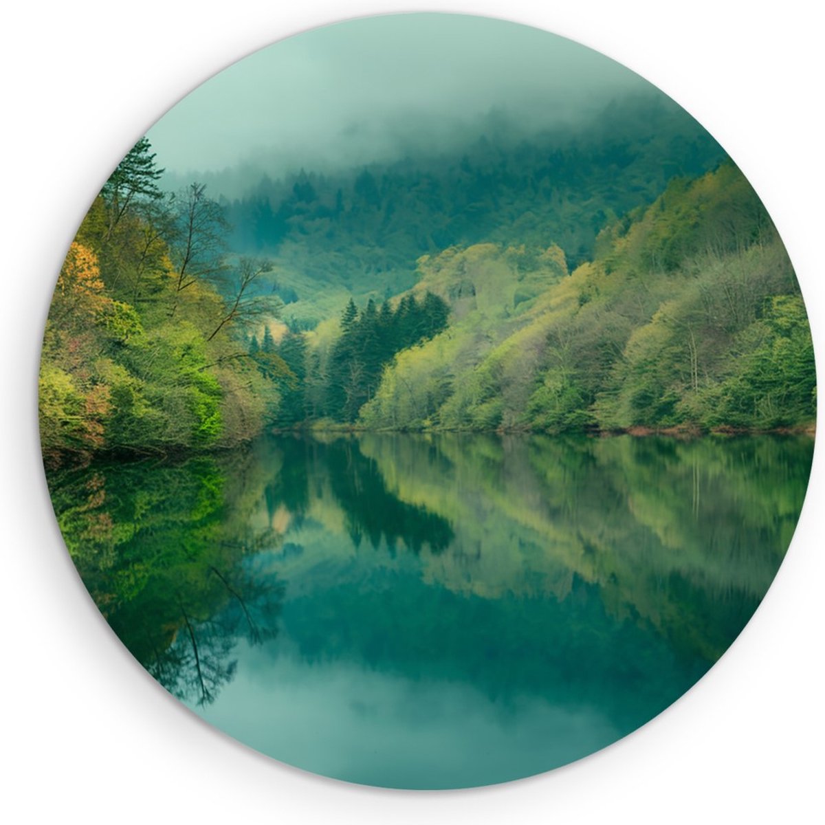 Saammp Forex Muurcirkel - Noorwegen - Zonsondergang - Landschap - Natuur - Ø 70 - Wandcirkel - Wanddecoratie Cirkel - Muurdecoratie Woonkamer - Slaapkamer decoratie - Rond Schilderij