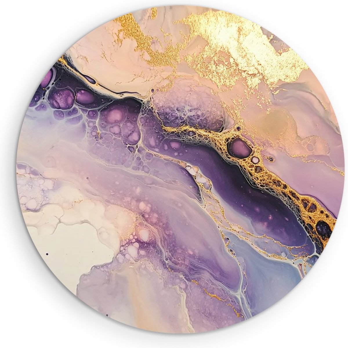 Saammp Forex Muurcirkel - Marmer - Paars - Abstract kunstwerk - Ø 40 - Wandcirkel - Wanddecoratie Cirkel - Muurdecoratie Woonkamer - Slaapkamer decoratie - Rond Schilderij