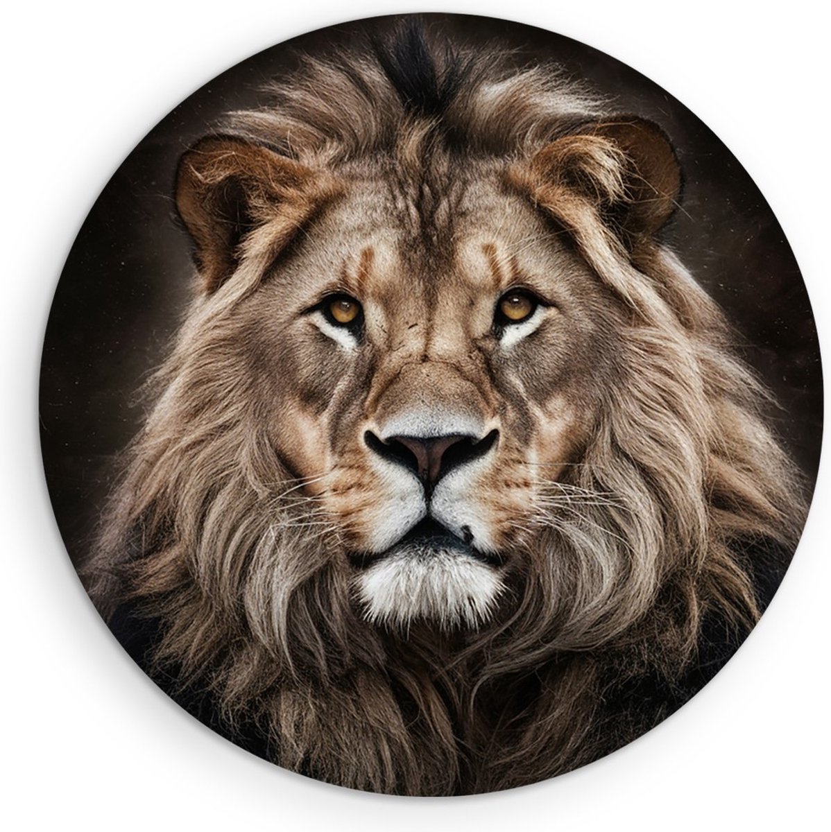 Saammp Forex Muurcirkel - leeuwen portret - Afrika - Dieren - Ø 50 - Wandcirkel - Wanddecoratie Cirkel - Muurdecoratie Woonkamer - Slaapkamer decoratie - Rond Schilderij
